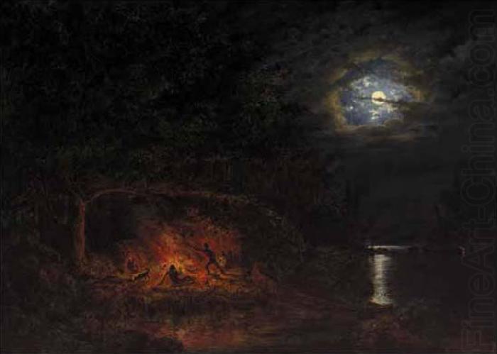 In Camp at Night, Cornelius Krieghoff